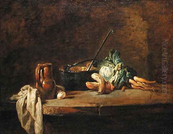 Still life of Vegetables for the Soup, c.1732 Oil Painting by Jean-Baptiste-Simeon Chardin