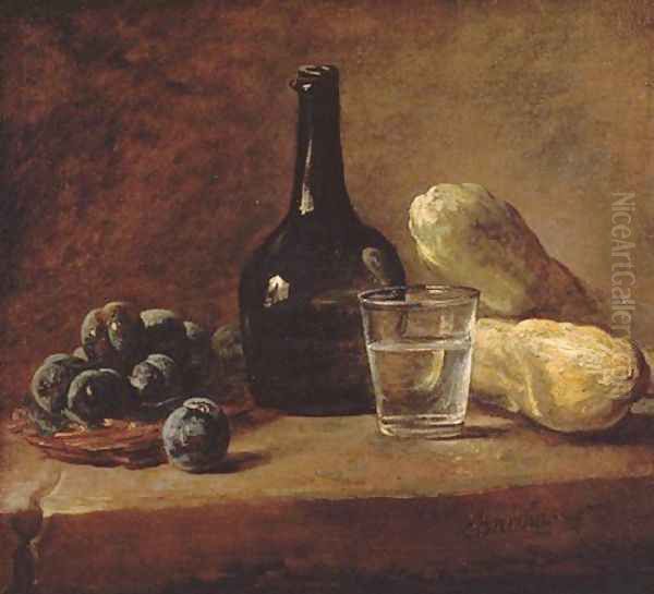 Still Life With Plums Oil Painting by Jean-Baptiste-Simeon Chardin