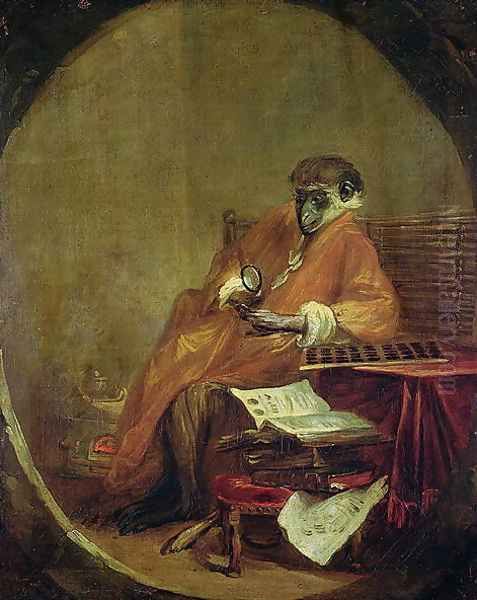 The Monkey Antiquarian, 1740 Oil Painting by Jean-Baptiste-Simeon Chardin