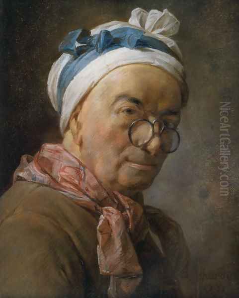 Self-Portrait with Spectacles Oil Painting by Jean-Baptiste-Simeon Chardin