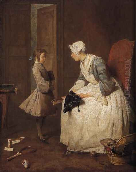 La Gouvernante (The Governess) 1739 Oil Painting by Jean-Baptiste-Simeon Chardin