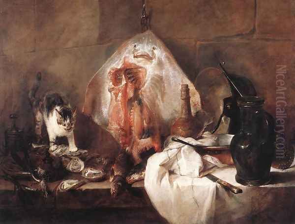 The Ray or, The Kitchen Interior, 1728 Oil Painting by Jean-Baptiste-Simeon Chardin