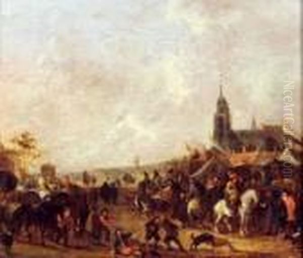 Le Marche De Chevaux Oil Painting by Hendrick De Meijer