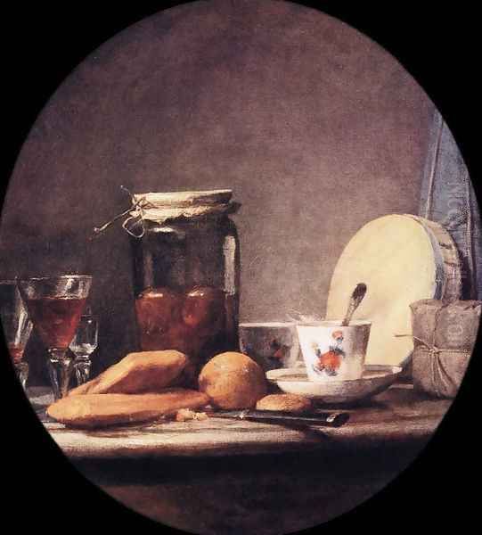 Still Life With Jar Of Apricots Oil Painting by Jean-Baptiste-Simeon Chardin