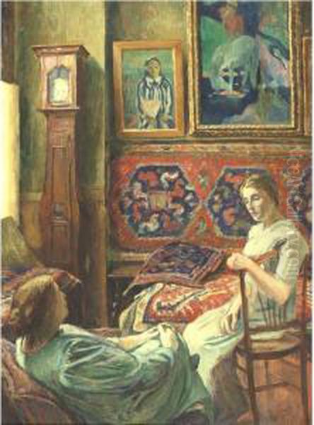 Conversation Dans L'atelier A Corneilla-de-conflent Oil Painting by Georges-Daniel de Monfreid