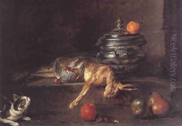 The Silver Tureen c. 1728 Oil Painting by Jean-Baptiste-Simeon Chardin