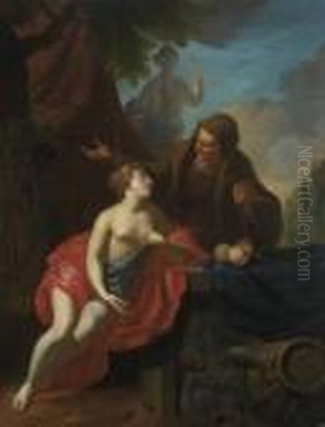 Pomona Und Die Alte Oil Painting by Louis de Moni