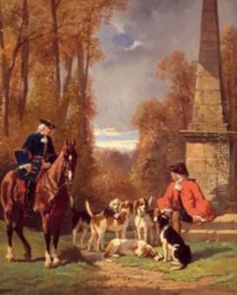 Piqueurs Et Chiens Oil Painting by Henri D'Annecy (Comte De) Montpezat