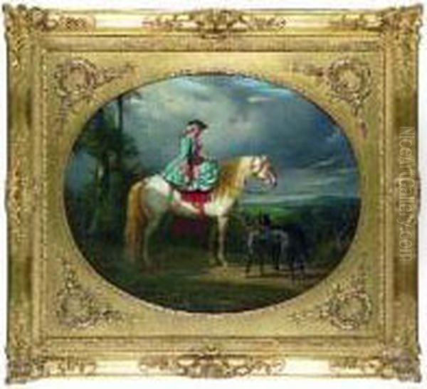 Amazone Et Ses Deux Levriers Oil Painting by Henri D'Annecy (Comte De) Montpezat