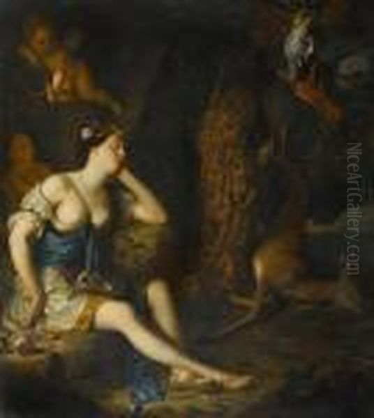 Diana Sleeping After The Hunt. 1698 Oil Painting by Karel De Moor