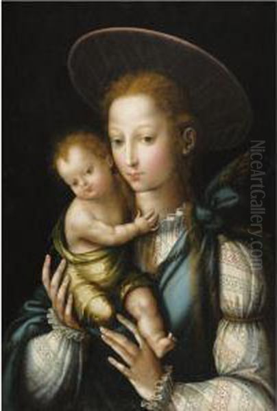 The Virgin And Child, Or La Virgen Del Sombrero Oil Painting by Luis de Morales