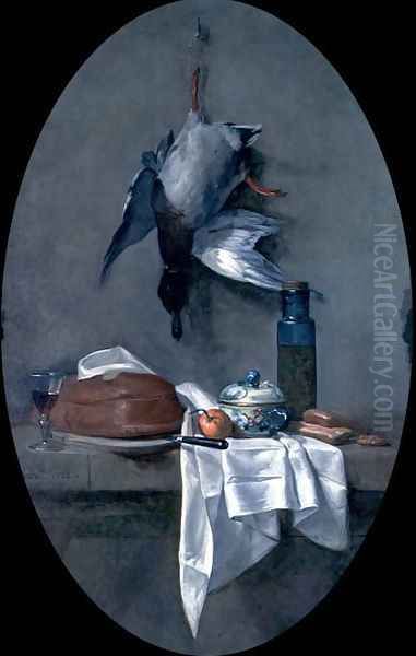 Still Life With Duck, 1764 Oil Painting by Jean-Baptiste-Simeon Chardin