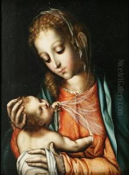 Madonna And Child Oil Painting by Luis de Morales