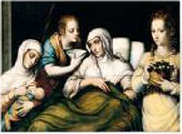 The Birth Of The Virgin Oil Painting by Luis de Morales