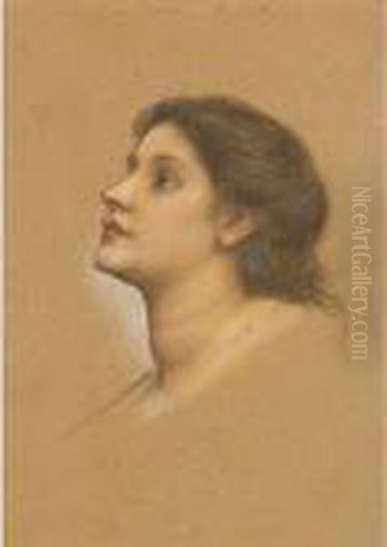 Head Of A Young Girl Oil Painting by Evelyn Pickering De Morgan