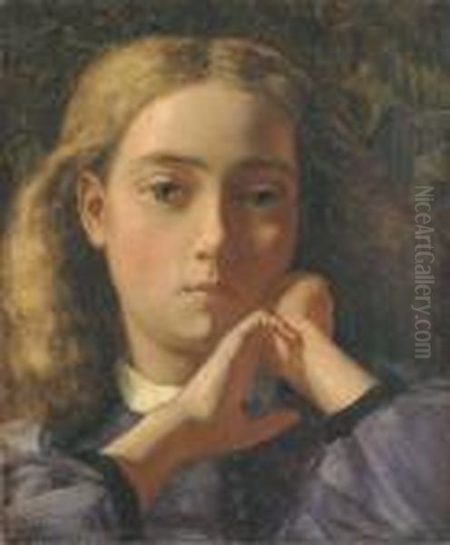 Portrait Of Mary De Morgan (?) Oil Painting by Evelyn Pickering De Morgan