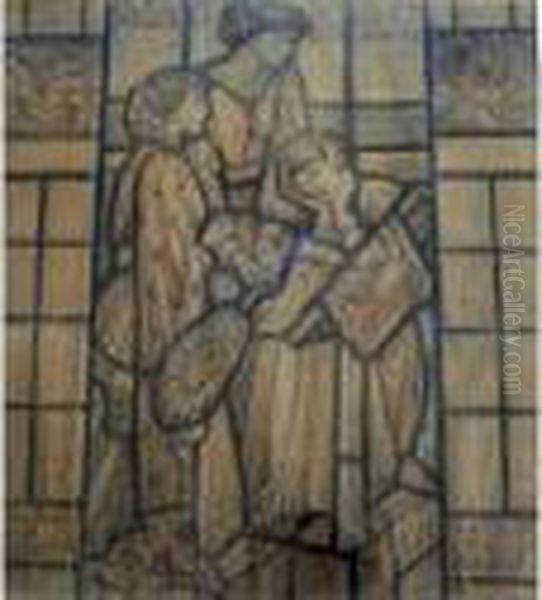 Stained Glass Window Design: The Ballad Of Sir Patrick Spence Oil Painting by William De Morgan