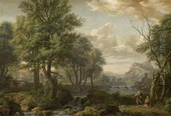 Mediterranean River Landscape With Figures by Isaac de Moucheron