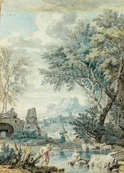 Paysage Arcadien Avec Bergers Et Troupeaux Oil Painting by Isaac de Moucheron