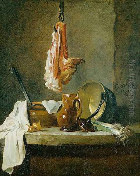 Still Life with a Rib of Beef, 1739 Oil Painting by Jean-Baptiste-Simeon Chardin