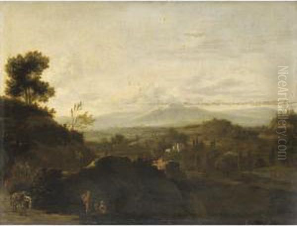 Paesaggio Con Viandanti Oil Painting by Isaac de Moucheron