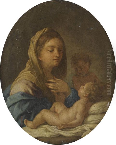 The Madonna And Child With The Infant Saint John The Baptist Oil Painting by Francesco Solimena