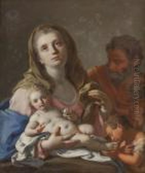 Sacra Famiglia Con San Giovannino Oil Painting by Francesco Solimena