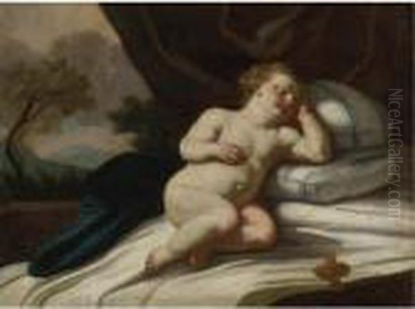 Sleeping Puto Oil Painting by Francesco Solimena