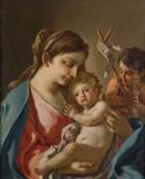 Madonna Con Bambino E San Giovannino Oil Painting by Francesco Solimena