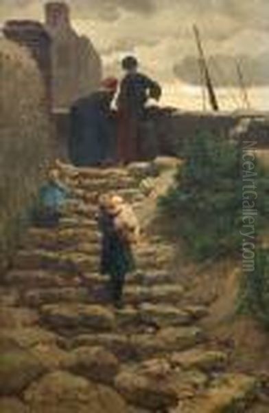 Bajando La Escalera Oil Painting by Alphonse Marie de Neuville