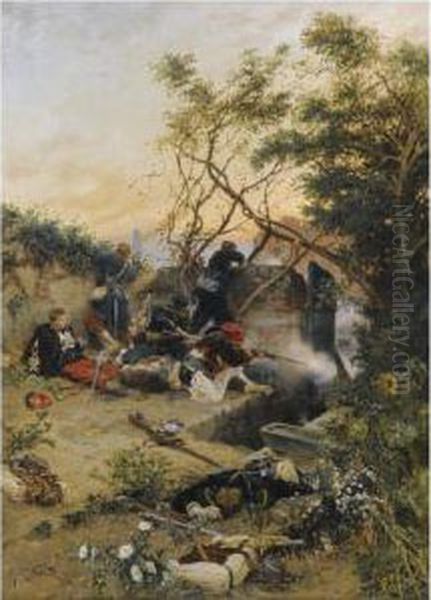 Essuyant Le Feu Oil Painting by Alphonse Marie de Neuville