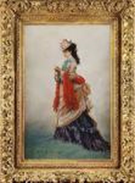 Elegante Otant Son Gant Oil Painting by Alphonse Marie de Neuville