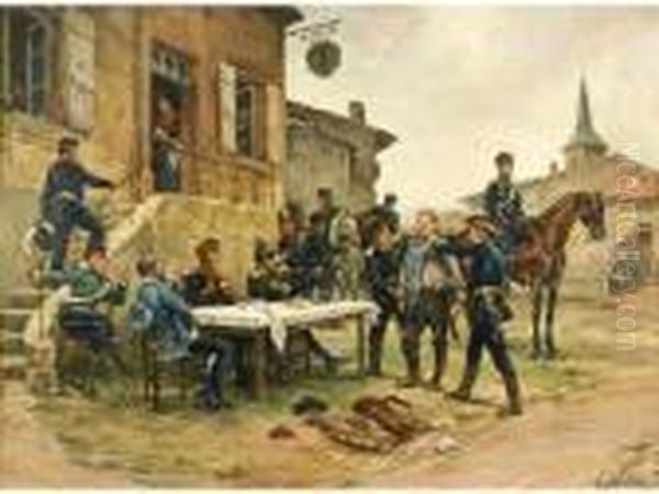 Scene De La Guerre De 1870 Oil Painting by Alphonse Marie de Neuville