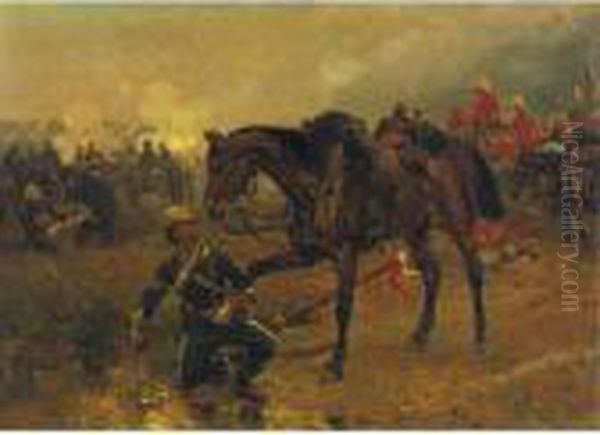 The Wounded Ally Oil Painting by Alphonse Marie de Neuville