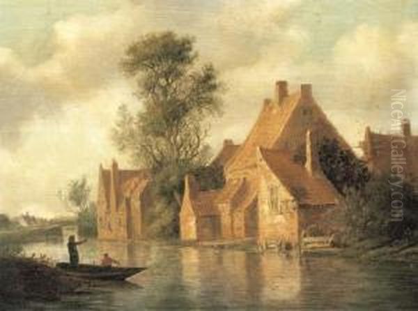 A River Landscape Oil Painting by Pieter de Neyn