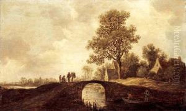 River Landscape Oil Painting by Pieter de Neyn