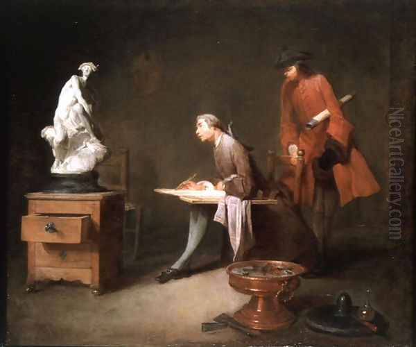 The Drawing Lesson Oil Painting by Jean-Baptiste-Simeon Chardin