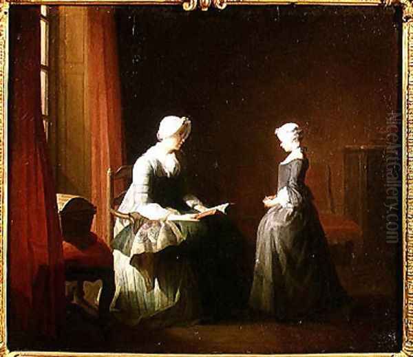 The Good Education, 1753 Oil Painting by Jean-Baptiste-Simeon Chardin