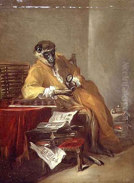 The Monkey Antiquarian Oil Painting by Jean-Baptiste-Simeon Chardin