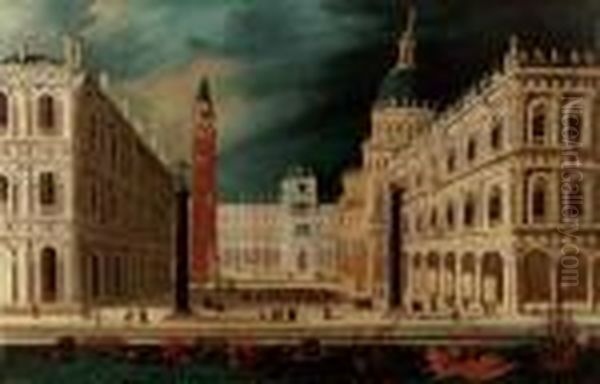 Veduta Della Piazzetta Di San Marco A Venezia Oil Painting by Francois de Nome (Monsu, Desiderio)