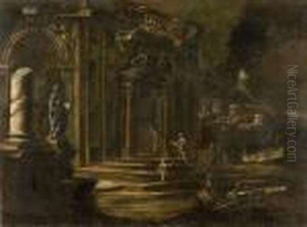 Architettura Con Scene Oil Painting by Francois de Nome (Monsu, Desiderio)