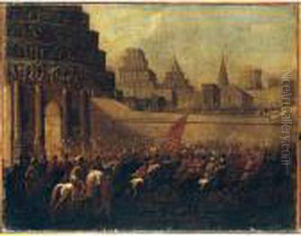 Sfilata Di Truppe In Citta Oil Painting by Francois de Nome (Monsu, Desiderio)