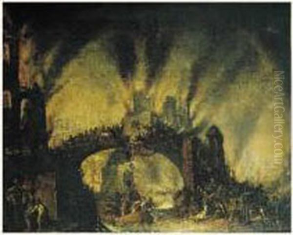 L'incendie De Troie Avec La Fuite D'enee Oil Painting by Francois de Nome (Monsu, Desiderio)