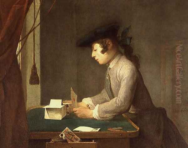 The House of Cards Oil Painting by Jean-Baptiste-Simeon Chardin