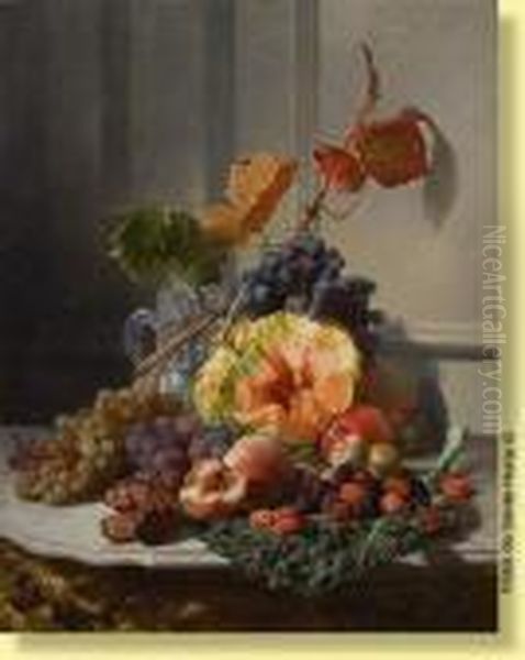 Console Garnie De Fruits Oil Painting by Noter David De