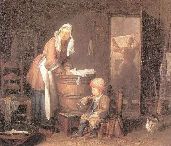 The Laundress Oil Painting by Jean-Baptiste-Simeon Chardin