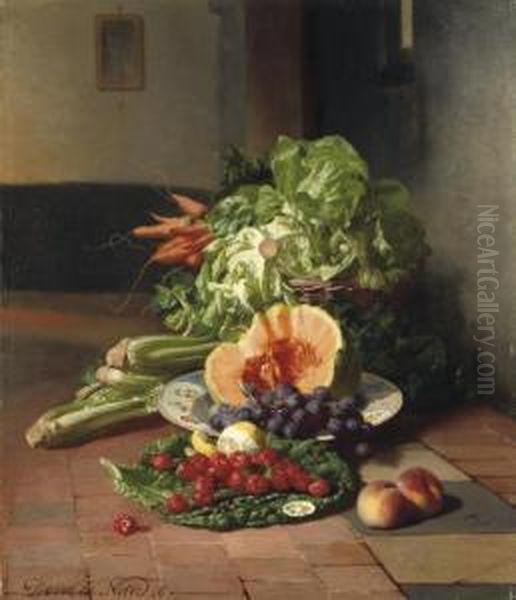 A Kitchen Still Life Oil Painting by David Emil Joseph de Noter