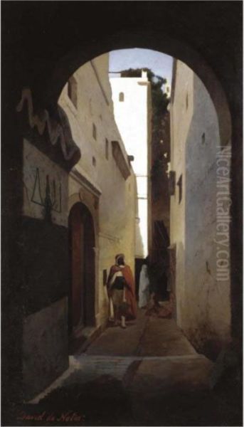 Algerian Street Scene Oil Painting by David Emil Joseph de Noter