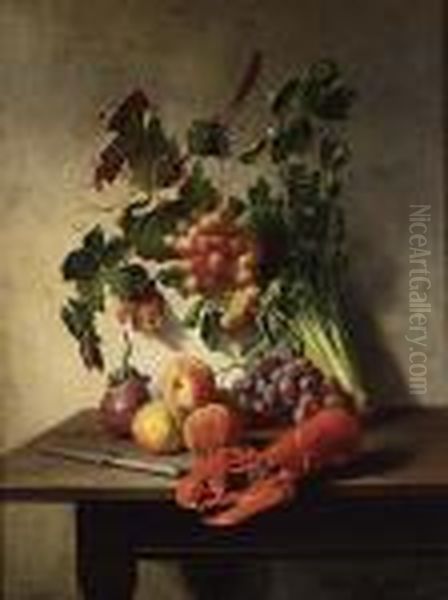 Fruit Oil Painting by David Emil Joseph de Noter