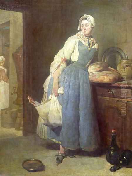 The Kitchen Maid with Provisions, 1739 Oil Painting by Jean-Baptiste-Simeon Chardin